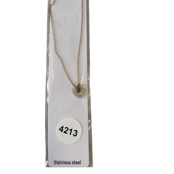 Inlaid Crystals Love Lock White Necklace Titanium Steel & Artificial Diamond - Picture 5 of 5